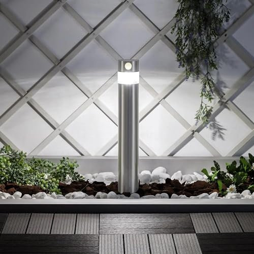 LEDKIA LIGHTING LED-Bodenstehleuchte Aussen 1.5W 50cm mit Bewegungsmelder Inti Inox 5000K Kaltweiß