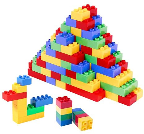 Neez Große Bausteine Set ab 3 Jahre – 150 Teile Steckbausteine aus Plastik für Kinder – Bauklötze für Kreativen Spielspaß (Mehrfarbig)