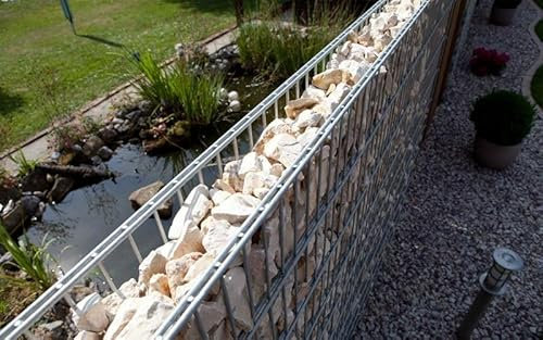 Gabionen Zaun Set 868 bodenmontage | gabione | Doppelstabmattenzaun | Steinkorb | Steinwand | Zink | 7.5-163 cm