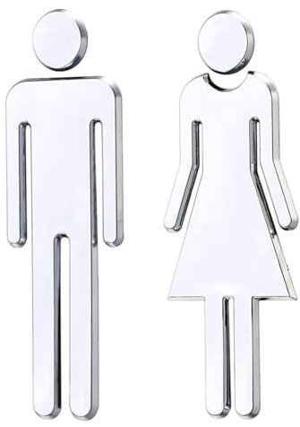 Qinsky WC Schilder,2Pcs Toilettenschilder Damen Herren Toilettenaufkleber WC Aufklebe Selbstklebende Schilder für Hotel Geschäft Parkplatz Einkaufszentrum Restaurant