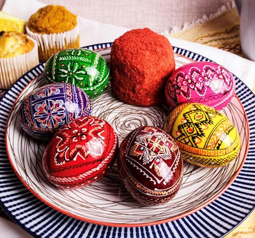Dekorative Ostereier, 6,3 cm, Pysanky-Eier, bemalt, ukrainische Ostereier, Pysanka, dekorierte Ostereier für Heimdekoration, Schüssel, Pisanki, ukrainisches Holz, Ostereier Dekor