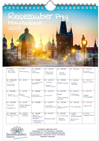 Reisezauber Prag Planer DIN A4 Kalender für 2025 Tschechien Urlaub Ferien - Seelenzauber