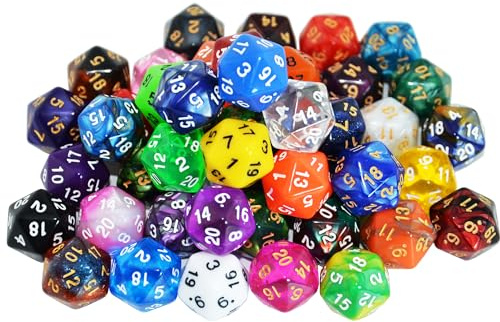 SmartDealsPro Confezione da 50 dadi poliedrici D20 a 20 lati, con custodia, per giochi da tavolo DND RPG MTG