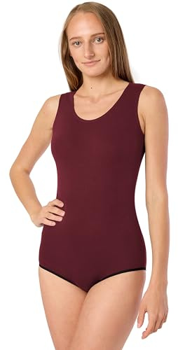 Merry Style Body Damen aus Baumwolle Ärmellos Bodys für Damen Bequeme Shapewear Damen Body BD901 (Weinrot, XL)