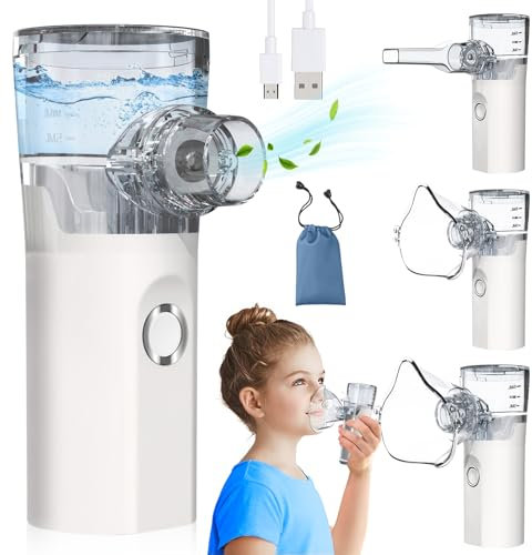 chimoo Inhalationsgerät,Tragbar Inhaliergeräte für Erwachsene und Kinder Leiser Inhalator Vernebler mit Mundstück und Maske Wiederaufladbarer USB-C Inhaliergerät für Reisen und Zuhause