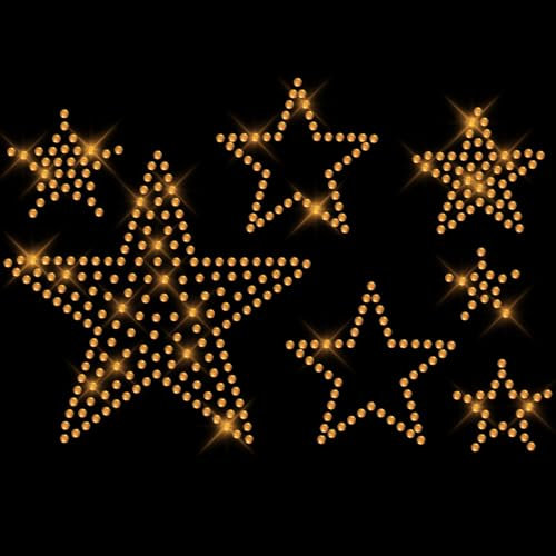 Glitzerdeals Bügelbilder Karneval Strass Sterne Set A5 gold Stern Aufbügler für Textilien Sterne Bügelmotiv für Textilien Strass Bügelbild