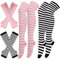 Scettar 2 paires de chaussettes hautes et 2 paires de mitaines longues, chaussettes hautes rayées pour femmes et filles, rose, Taille unique