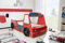 Aileenstore Feuerwehrbett Kinder 90x200 Spielbett Kinderbett Rio Firetruck Autobett Hochglanz mit LED Leuchte (Rot, mit Matratze,)