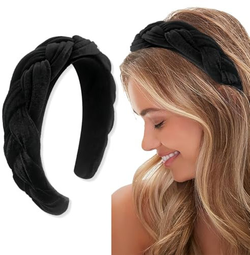 ORGYAML Bandeaux Tressés pour Femmes Anneau à Cheveux tete-Bandeau en Velour, en Velours Bandeaux élastiques Croisés Accessoires Noir