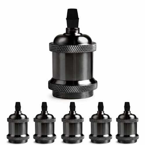 Zenovate 6 Piezas Portalámparas E27 Vintage Casquillo E27 Retro de Aluminio y Cerámica, Douille Lampe Vintage, Portalámpara Edison para Bares, Cafeterías y Proyectos DIY
