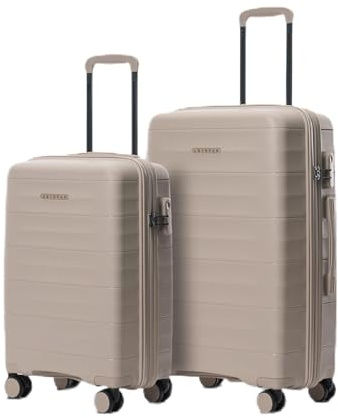 ABISTAB Mariner PP-Kofferset 2-teilig S+M, 360°-Doppelrollen, Dune Grey | S 55 cm und M 68 cm, hochwertig & robust, klare Innenaufteilung für kurze und längere Reisen