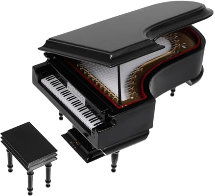 BAZEITFLOW Schwarze Klavier Spieluhr und Metall Tragbare Desktop Dekoration für Schlafzimmer und Schreibtisch Einzigartiges Geschenk für Musikliebhaber