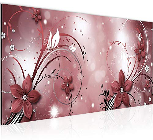 Runa Art Tableau Decoration Murale Fleurs Abstrait 1 Partie Moderne Toile non tissée Salon Salle Perles Rose Rouge 005412c