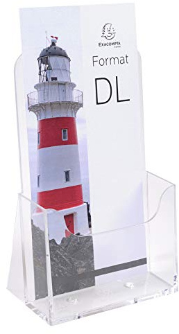 Exacompta 75058D 10er Pack Tischprospekthalter Exacyrl für DIN A5 aus robustem Acryl gefertigt aus einem Guss kristall ideal für Schreibtisch und Büro Verkaufsbüro Flyerhalter
