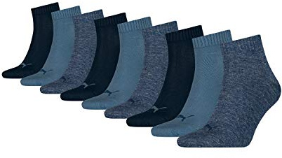 PUMA unisex Sneaker Socken Kurzsocken Sportsocken 261080001 9 Paar, Farbe:Blau, Menge:9 Paar (3x 3er Pack), Größe:35-38, Artikel:-460 denim blue
