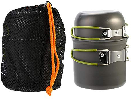 Batterie de Cuisine, Set de Vaisselle de Camping de Survie Set en Alliage d'Aluminium avec Cache-Pot, Sac de Rangement pour Camping Hilking BBQ Picnic Ustensiles De Restauration en Plein Air