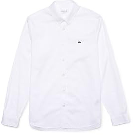 Lacoste Uomo CH2933 Camicia, Blanc, XL/XXL