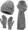 Damen Winter Warm Beanie Mütze Touchscreen Handschuhe und Lang Schal Set mit Fleece Gefütterte, Thermo Wintermütze Strickmütze Schals Winterhandschuhe Strickhandschuhe Frauen Geschenk, Schwarz