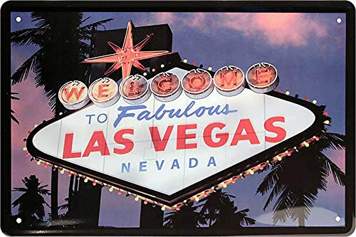 Blechschild Ausflugziel ”Las Vegas“ Deko Schild Metallschild Türschild Eingang Geschenk zum Geburtstag oder Weihnachten 20x30 cm