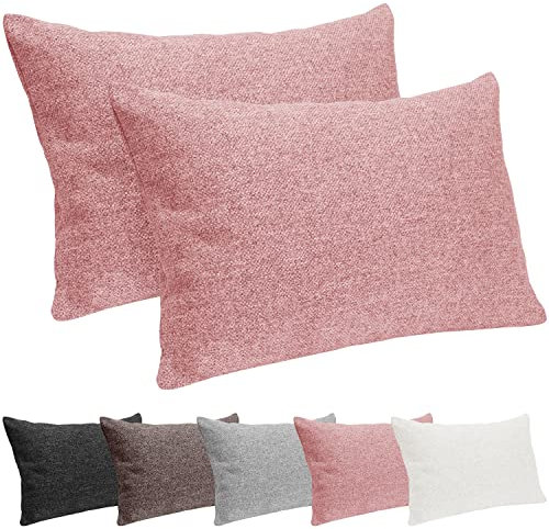 Selfitex 2er Set 40x60 cm, Sofakissen mit Füllung und Bezug, Dekokissen, Kopfkissen mit weicher Kissenfüllung, stilvolle Kissen Deko, robuster Polsterstoff, hochwertiges Couch Kissen (Rosé)