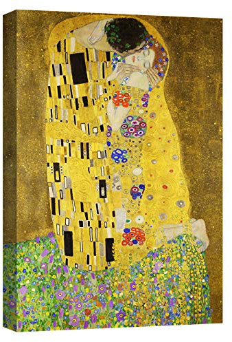 canvashop Quadri Moderni Il Bacio Di Klimt Cm 70X50 Quadro Verticale Su Tela Canvas Stampe Da Parete Soggiorno Camera Da Letto Arredo Casa Arte
