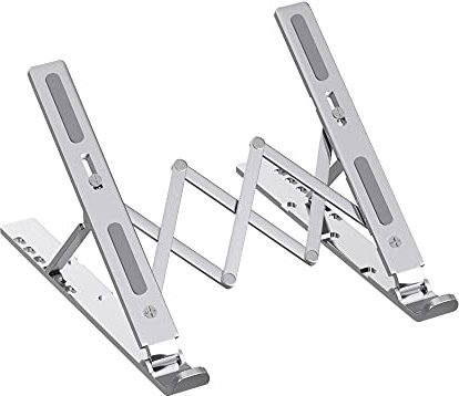 ZEPTRON Laptop Stand for Desk, 6 Level Height Adjustable Laptop Riser Aluminum Ergonomic Foldable Portable Tablet Holder, Notebook Stand for MacBook, Lenovo, Dell, HP, More 10-15.6” Laptops- Silver