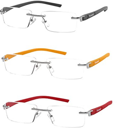 Viscare 3 pair rimless reading glasses for men (+2.50)