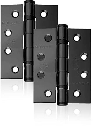 UAP 2 Set of Ball Bearing Door Hinges 4 Inch (100mm x 75mm) – Mild Steel Butt Hinges, Heavy Duty for External & Internal Doors, Residential & Commercial (2 Pack, Black)