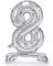 Folienballon Zahl 8 Silber stehend 70 cm Luftbefüllung