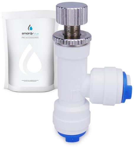 smardy Manueller Durchflussbegrenzer Regler L-Form für 1/4 (6,35mm) Schlauch Wasserdurchfluss-Einstellventil für Umkehrosmose Wasserfilter Kühlschrank Side by Side