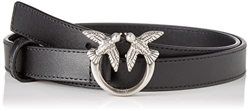 Pinko Damen Love Berry H2 Belt Kalbsleder Set Gürtel, Z99o_schwarz-Old Silver, S