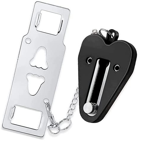 Yuchengxiang Portable Door Lock - Home Security Locker for Travel, Lockdown, AirBNB - Heavy Duty Anti-Theft Safety Privacy Lock (Black)