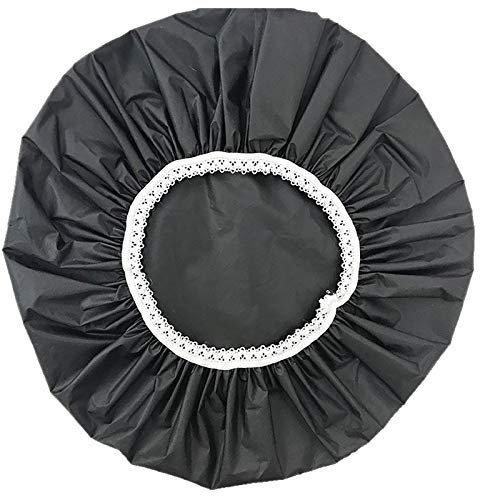 1 cuffia da doccia impermeabile domestica, cuffia da bagno, cuffia da doccia, set per capelli elastico (nero)