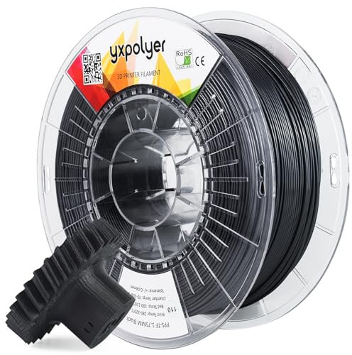 YXPOLYER gehärtetes und modifiziertes PPS Filament ähnlich wie PEEK,1,75 mm UL94 V0 flammhemmendes technisches Filament,3D Drucker Filament,1 kg Spule,schwarz.
