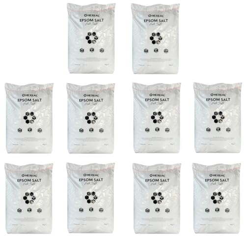 Hexeal Epsom Salt 250kg – 10 x 25kg Bags of Food Grade Magnesium Sulphate for Bathing, Gardening & Household Use – Suitable for Personal Care, Soil Enrichment, and More