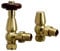 Traditional Angled Radiator Valves - Brushed Brass Thermostatic TRV Valve Pair 15mm / ½” - Stylish Heating Control for Column & Towel Radiators