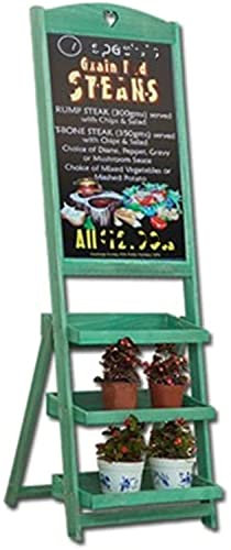 ZNULA Vertikale Retro-Kreidetafel mit Blumenständer, kleine Zeichentafel, Tafel für Restaurant, Shop, Werbewerbung (Farbe: B, Größe: 150 x 48 x 40 cm)