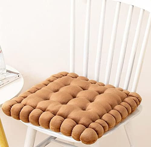 Biscuit Shaped Meditation Kissen Sitzkissen Round Cookie Chair Pad Square Floor Pillow Cushion für Stuhl Wohnzimmer Balkon Büro Sofa Yoga(40cm) (quadratisch, braun)