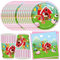 MEZHEN Farm Animals Party Tableware Set for 16 People, Includes 16 Plates, 16 Cups & 20 Napkins, Food-Safe Paper, High-Glossy, Birthday Decoration, Melamine & Plastic Free