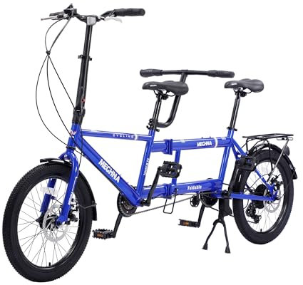 Tandem-Fahrrad zum Radfahren, klassisches Tandem-Beach-Cruiser-Fahrrad für Erwachsene,20-Zoll-Räder,City-Tandem-Klapprad, Dreisitzer, 7-Gang-verstellbar, maximale Belastung 200 kg,Größe 81,5 x 45,67