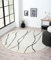 MY-RUG Teppich Linnea rund weiß schwarz mit Muster und Linien, Wohnzimmerteppich kurzflor Shaggy, Boho & geometrisch, Schlafzimmer Teppich im Landhaus Stil