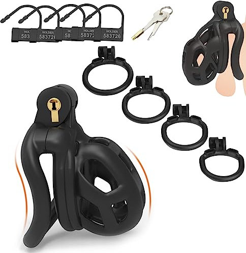 Peniskäfig,Keuschheitskäfig Herren,Chastity Cage Male,mit 4 Arc Hodenringe Penisring,Keuschheitsgürtel für Herren,Penis Käfig Keuschheitsgürtel,Cock Cage,Sex Spielzeug für die Männer (XXS)