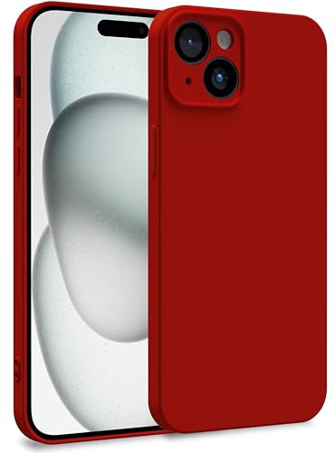MyGadget Hülle kompatibel mit iPhone 15 Plus - Zweilagige Handyhülle mit Kameraschutz - Cover mit Innenfutter & Silikon außen - Rot