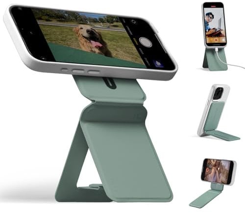 MOFT Phone Tripod Stand for iPhone 16/15/14/13/12, Angle Adjustment & Strong Magnetic Phone Stand, Invisible Selfie Stick Tripod, Perfect for Travel,Photography&Vlogging, Seafoam