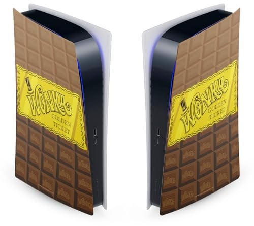 Head Case Designs Officially Licensed Willy Wonka and the Chocolate Factory Golden Ticket Graphics Vinyl Faceplate Gaming Skin Decal Compatible With Sony PlayStation 5 PS5 Digital Edition Console