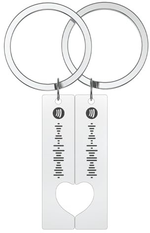 Porte Clef Personnalisable, Porte Clef Couple, Plaque Spotify Personnalisé, Spotify porte Clé Personnalisé, Personnalisé Porte-clés Gravé Texte pour Homme Femme