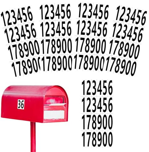 5 Sheets Self Adhesive Number Sticker, Mailbox Art Paper Stickers, Waterproof Stick for Home/Business/Apartment Address/Window/Door/Car/Truck(black+white,Size:76 x 25mm)