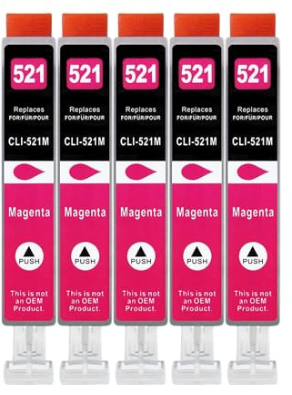 5 XXL Druckerpatronen kompatibel zu Canon CLI-521 M Magenta | für PIXMA IP3600 IP4600 IP4600x IP4700 MP540 MP540x MP550 MP560 MP620 MP620B MP630 MP640 MP980 MP990 MX860 MX870