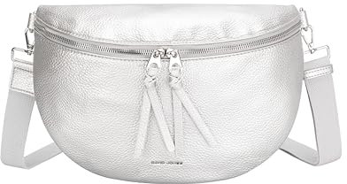 David Jones Paris – Damentasche – Crossbody – Kunstleder – große Kapazität weich leicht – Mode Trend Stadt Reise Stil Ausflug Weekend, silberfarben, Medium