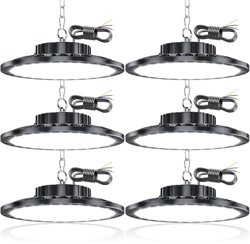 TASINUO LED Werkstatt Deckenleuchte 100W 6 Stück,10000LM 7000K UFO Industrielampe Hallenstrahler Werkstattlampe, IP65 Wasserdicht Kellerlampe, Garagenlampe LED Strahler für Fabriken Garage Lager